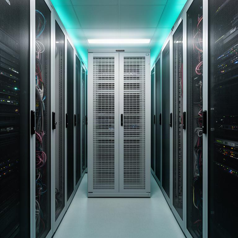 Equipo informático protegido en un espacio técnico limpio y bien iluminado